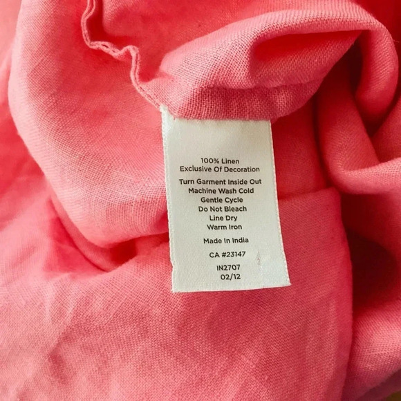 Talbots Pink Linen Beaded Neckline Tunic Top Size Medium - Picture 6 of 7